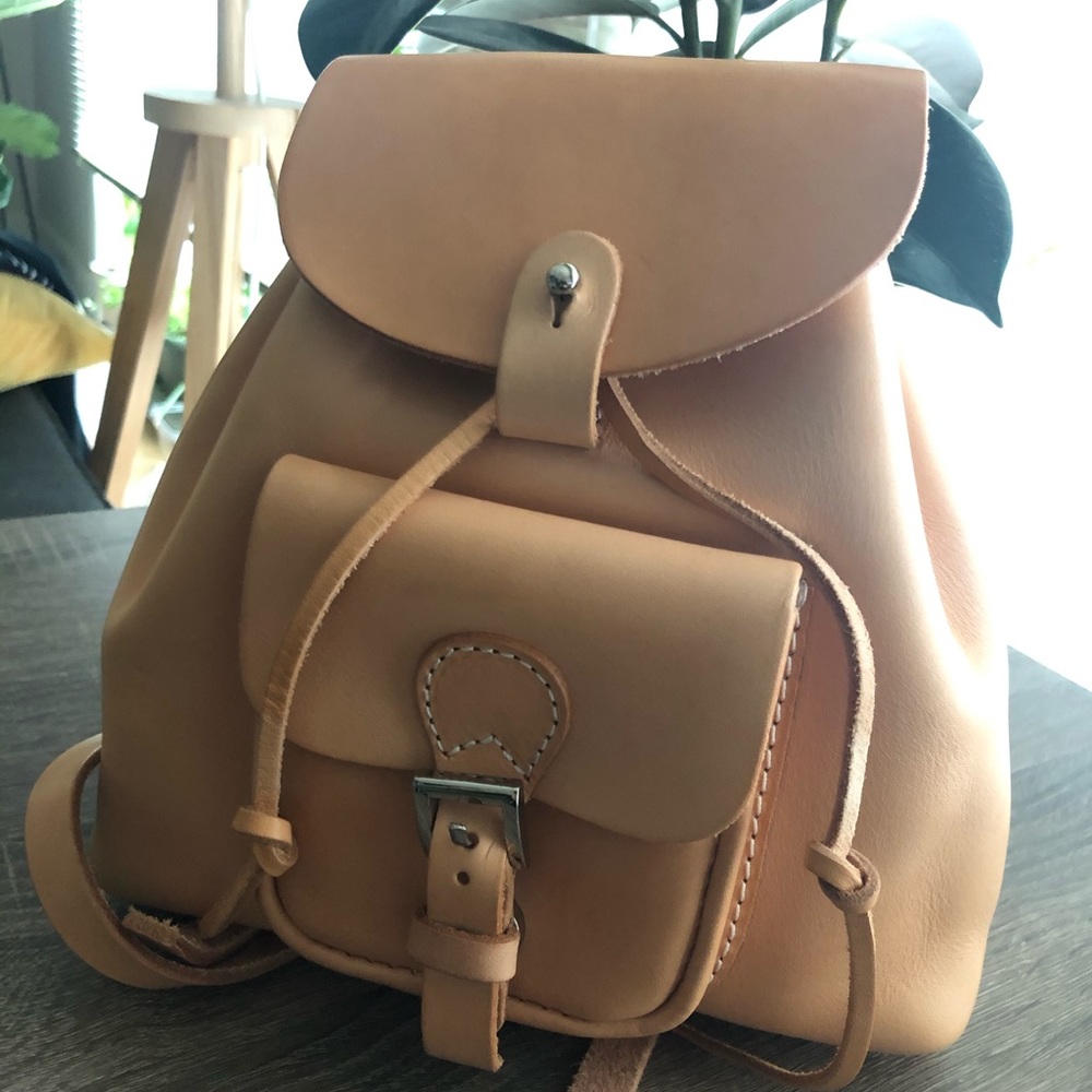 Joydivision hand-stitched leather mini backpack